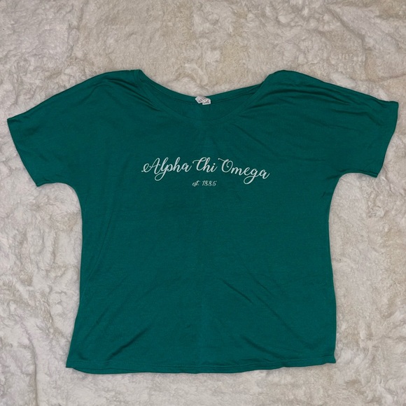 Bella Canvas Alpha Chi Omega/AXO Green Scoop Neck Shirt - Picture 3 of 3